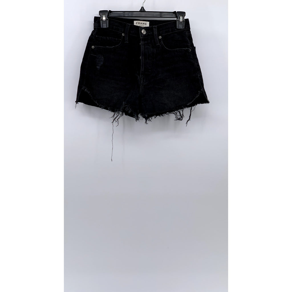 FRAME DENIM Women's Nightingale Black Le Original Tulip Cut-Off Shorts SZ 25