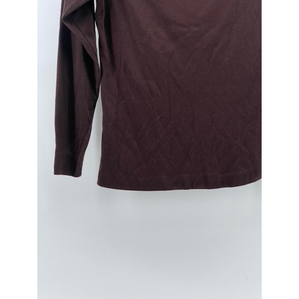 YSL, YVES SAINT LAURENT Women's Brown Pullover Long Sleeve Turtleneck Top SZ M