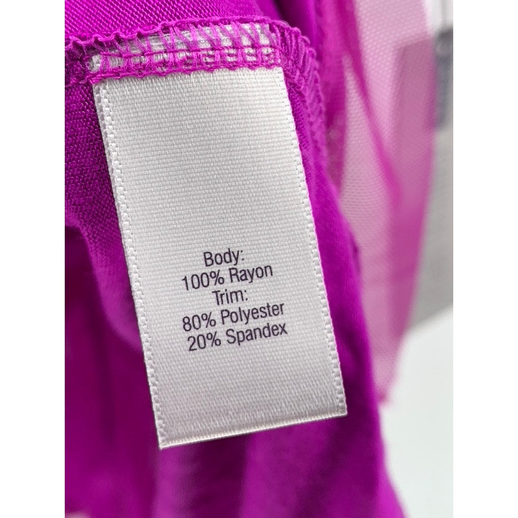 JENNIFER LOPEZ Women's Plus Hot Magenta Embellished Mesh Tank Top SZ 2X