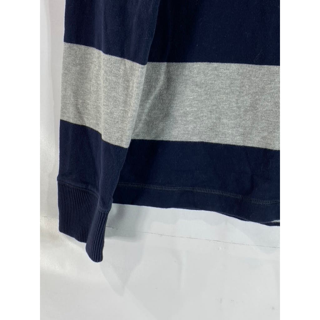 ABERCROMBIE & FITCH Men's Navy/Grey Crewneck Pullover Muscle Sweater SZ L