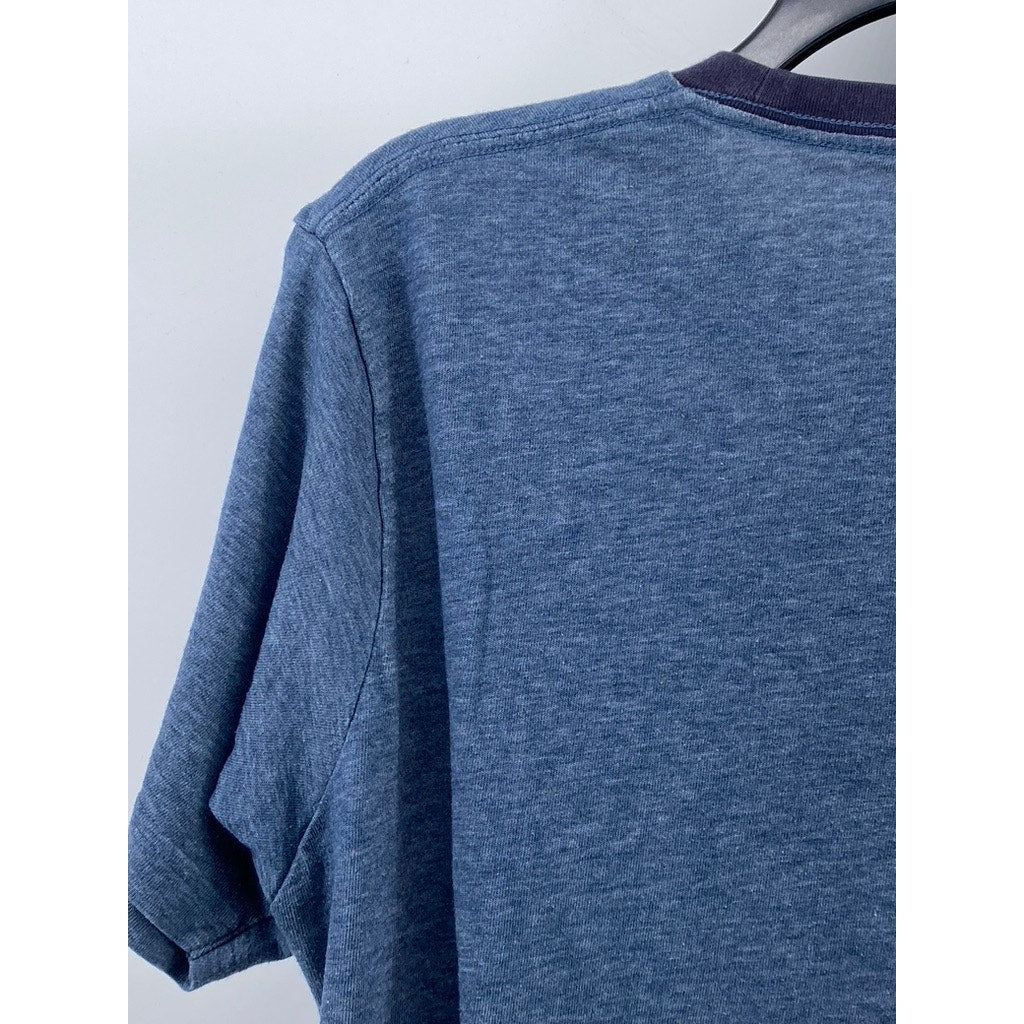 UNIQLO Men's Blue-Navy Trim Crewneck Short Sleeve Casual T-Shirt SZ M
