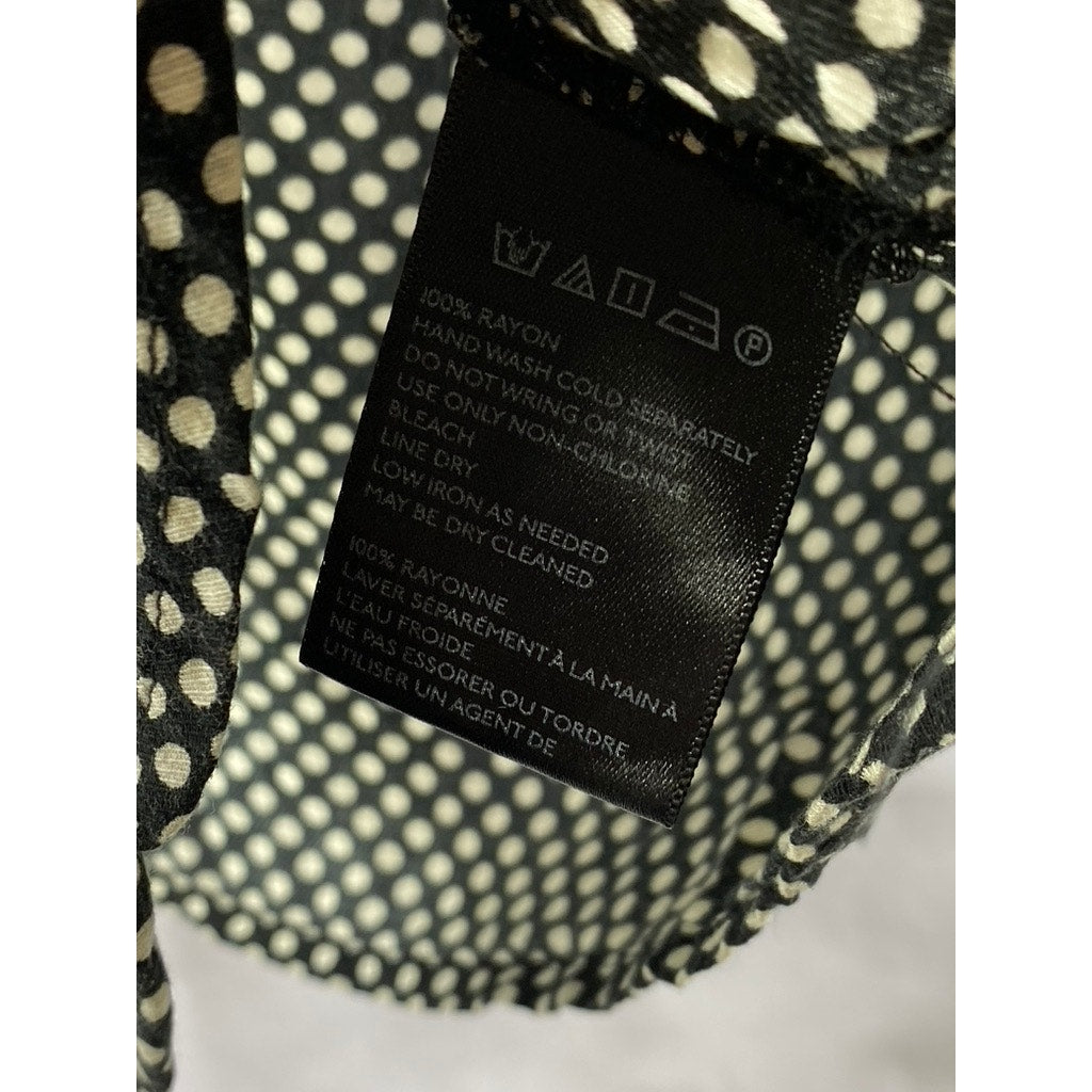 COOPERATIVE Women’s Black-White Polka Dot Long Sleeve Button-Up Top SZ XS