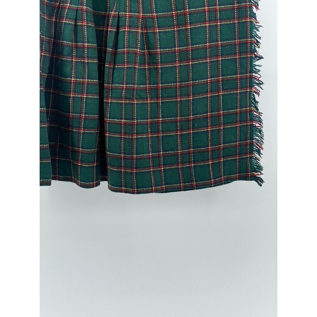 NORTON MCNAUGHTON Women's Vintage Dark Green-Red Plaid Pleated Wrap Skirt SZ 6