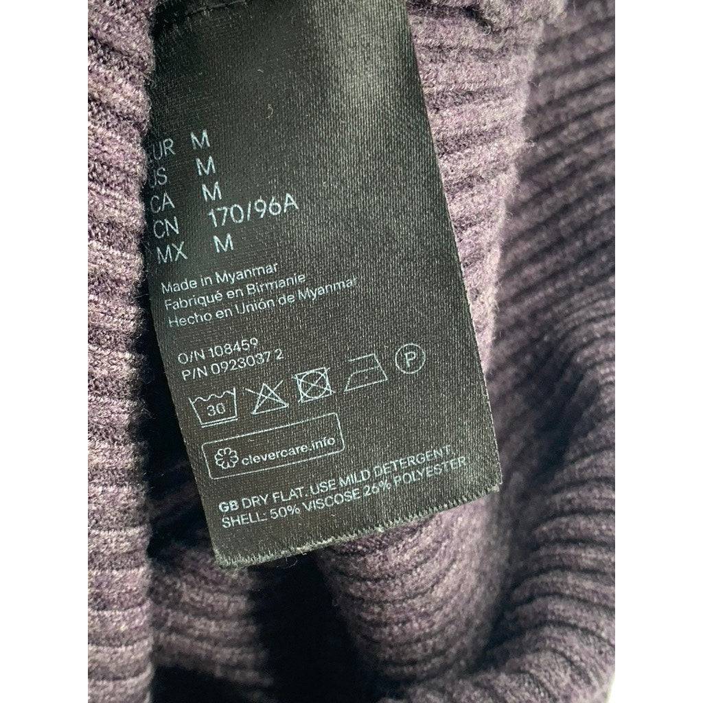 H&M Women's Basic Purple Ribbed Long Sleeve Turtleneck Top SZ M