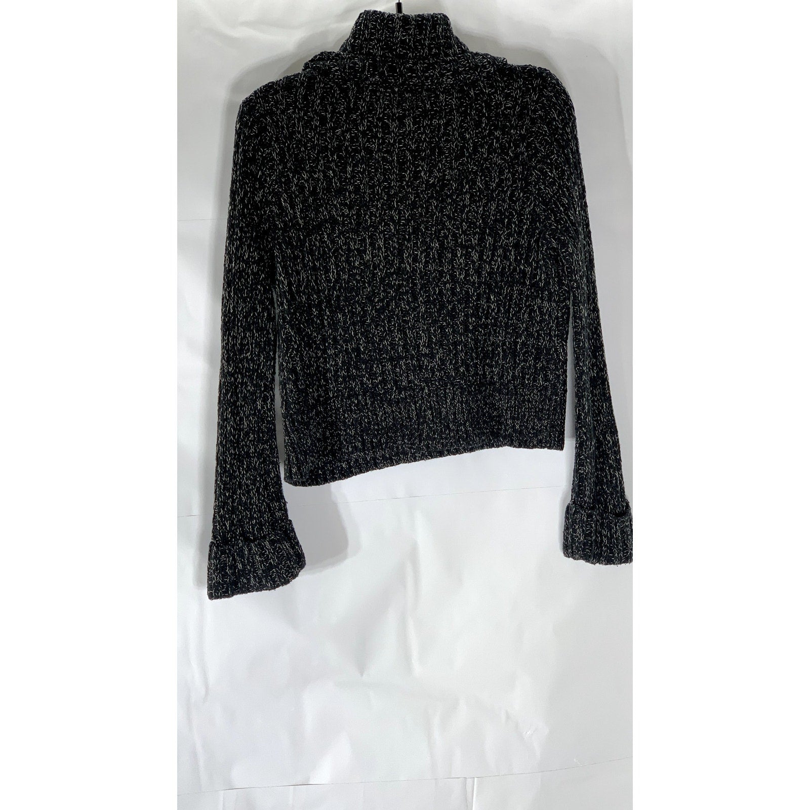 FREE PEOPLE Women's Black Twisted Cable Knit Cuffed Turtleneck Sweater SZ M