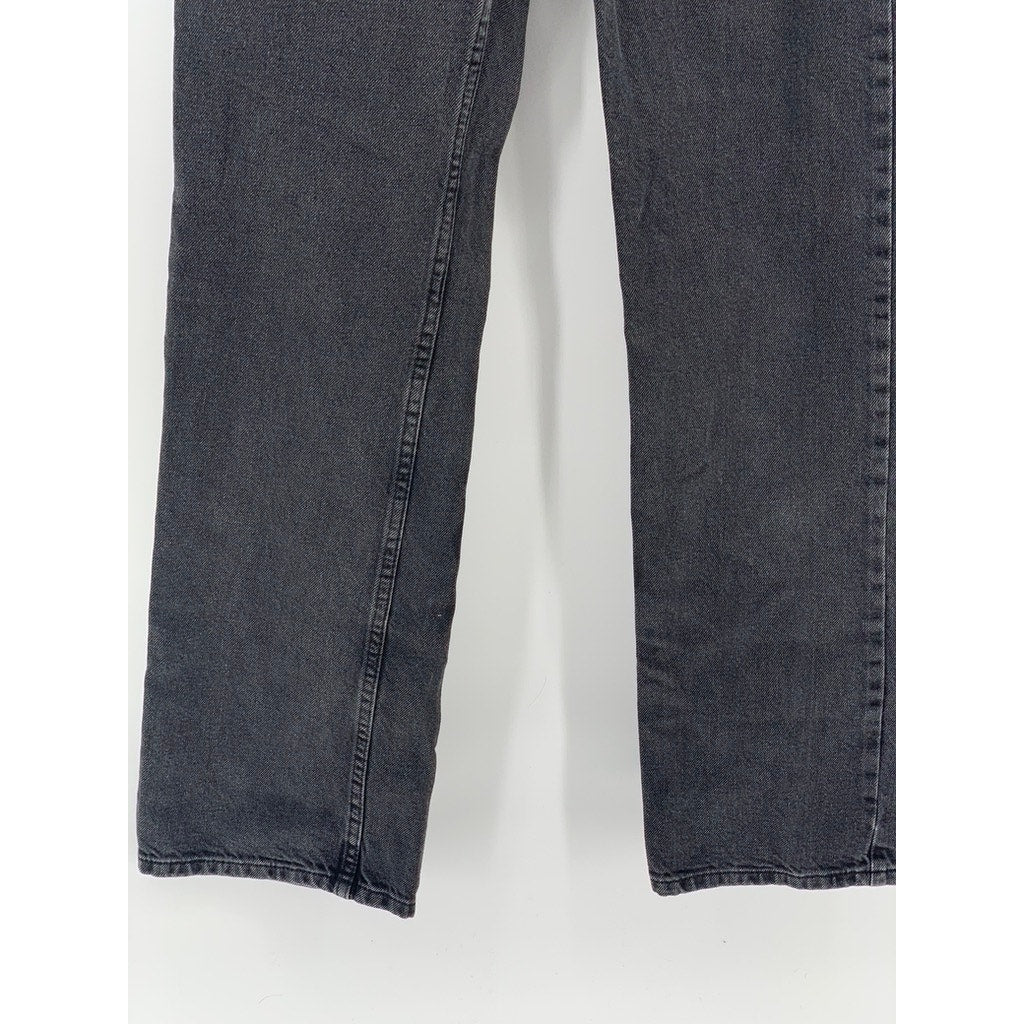 MNG Women's Washed Black Denim Straight-Leg Mid-Rise Matilda Jeans SZ 6