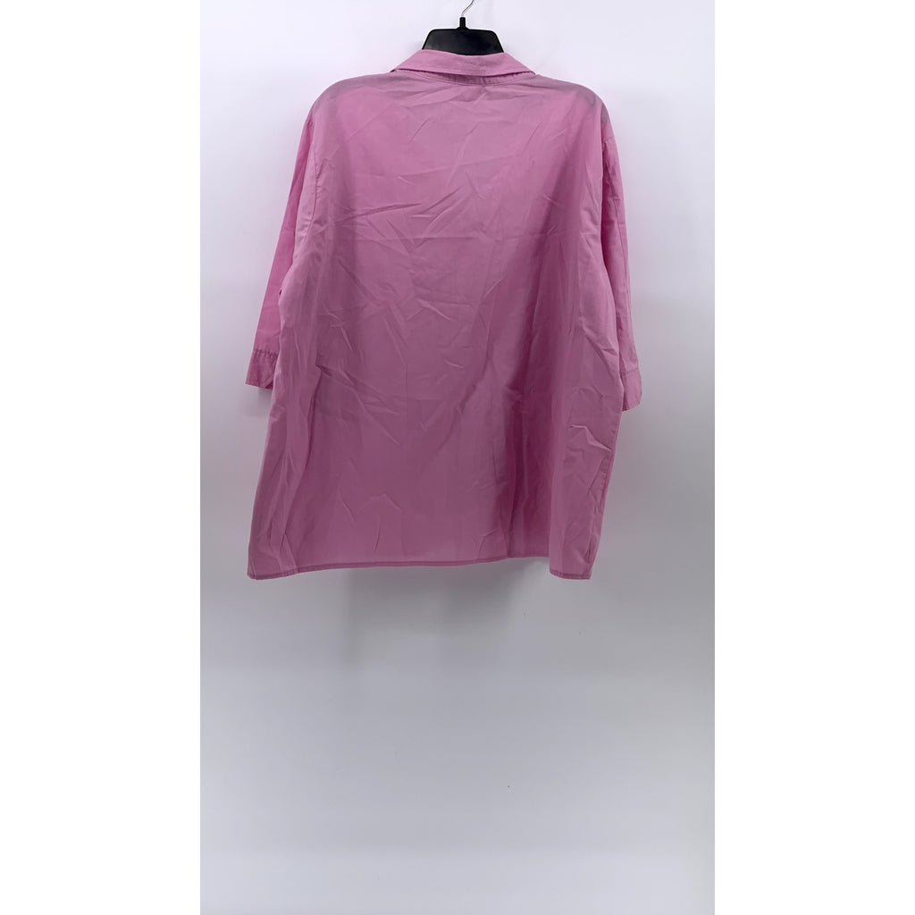 AMERICAN SWEETHEART Women's Vintage Bubblegum Pink Button-Up 3/4 Sleeve Top SZXL