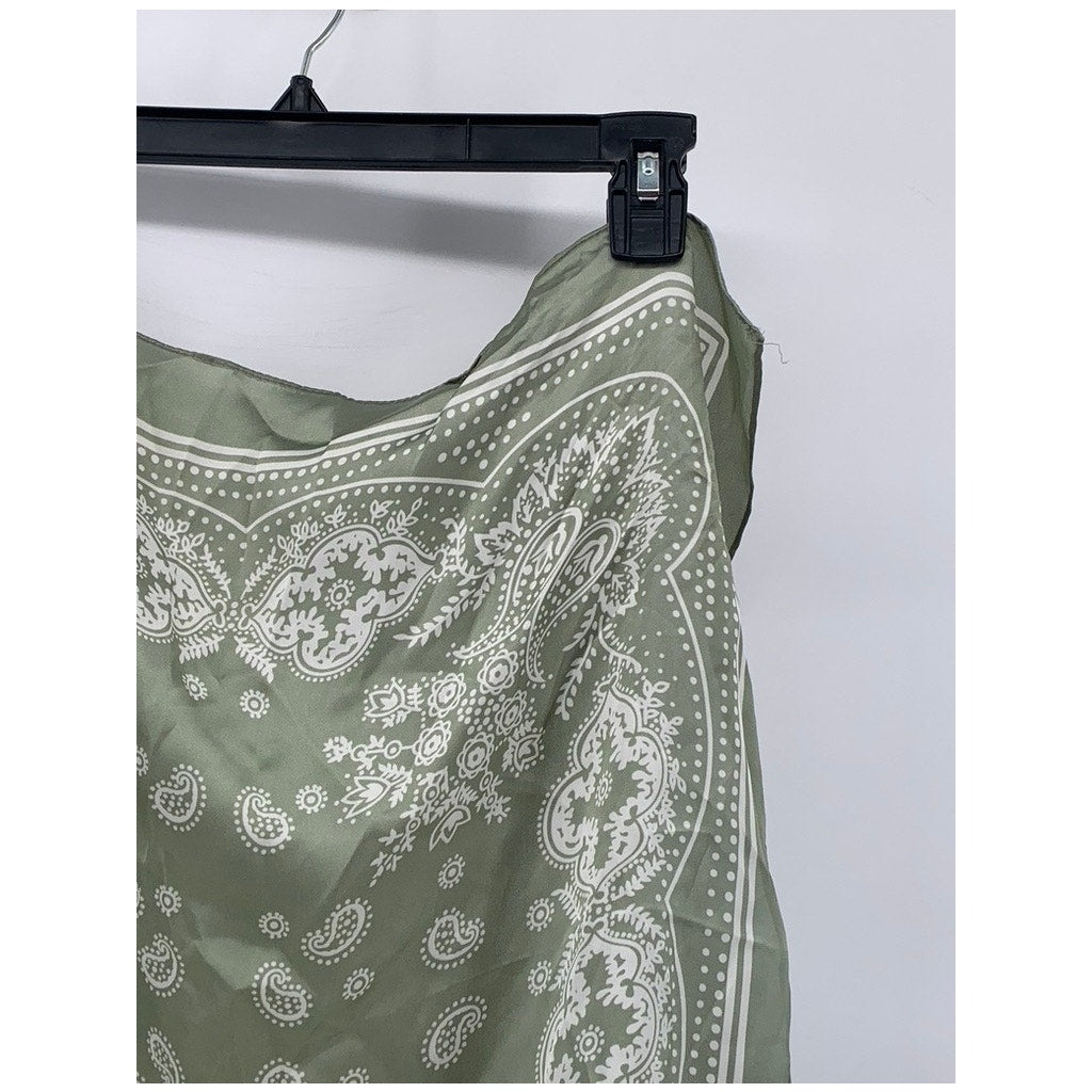 UNBRANDED Women's Green Paisley Printed Lightweight Scarf