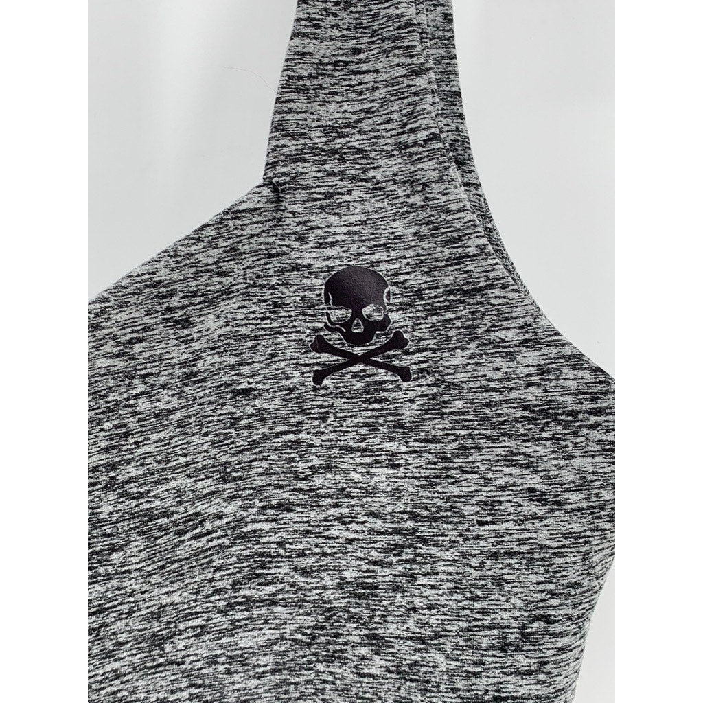 YEARS OF OURS Women's Gray-Black Printed Sweetheart Neck Pullover Sports Bra SZL
