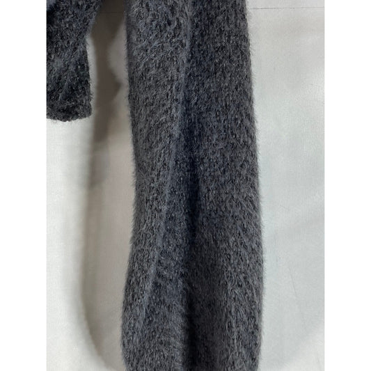 HOLLISTER Women's Gray Open Front Knit Waist Tie Long Sleeve Crop Sweater SZ M