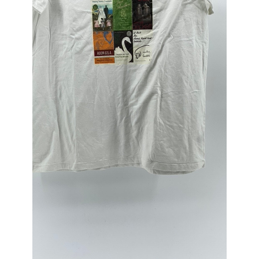 GOODFELLOW & CO Men's White Book Collage Crewneck Casual Lyndale T-Shirt SZ XL