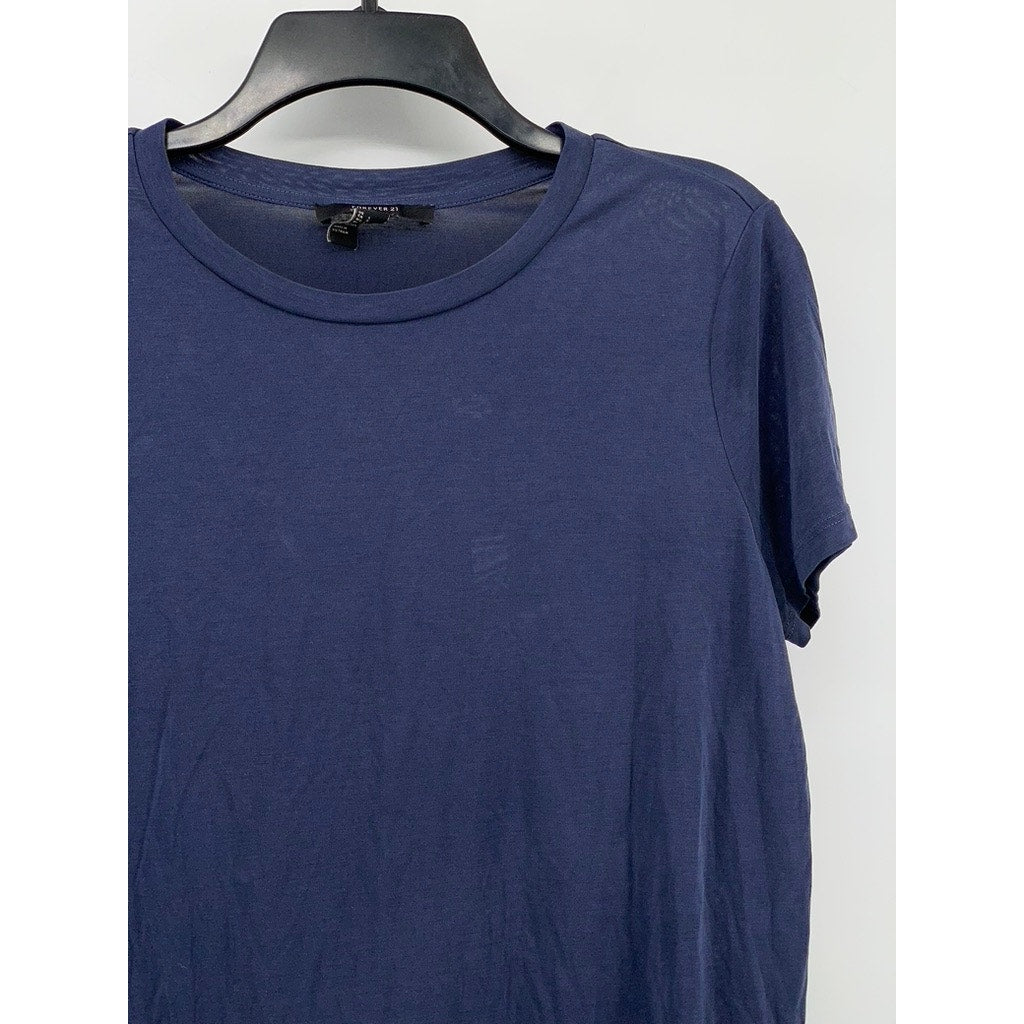 FOREVER 21 Women's Navy Crewneck Short Sleeve T-Shirt SZ L