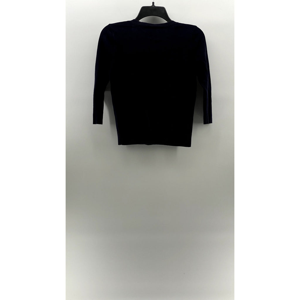 TALBOTS Women's Petite Navy Button-Up Long Sleeve Pima Cotton Cardigan SZ P(XS)