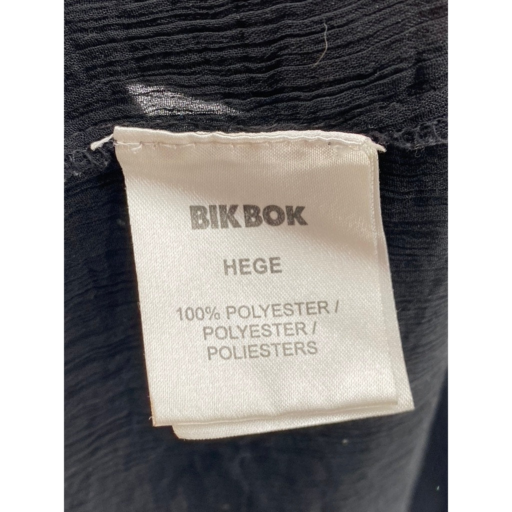 BIK BOK Women's Black Sheer V-Neck Flutter Short Sleeve Maxi Casual Dress SZ XS