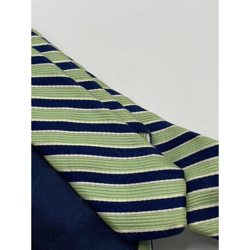 NÁUTICA Men’s Green-Navy Blue Silk Striped Tie SZ OS