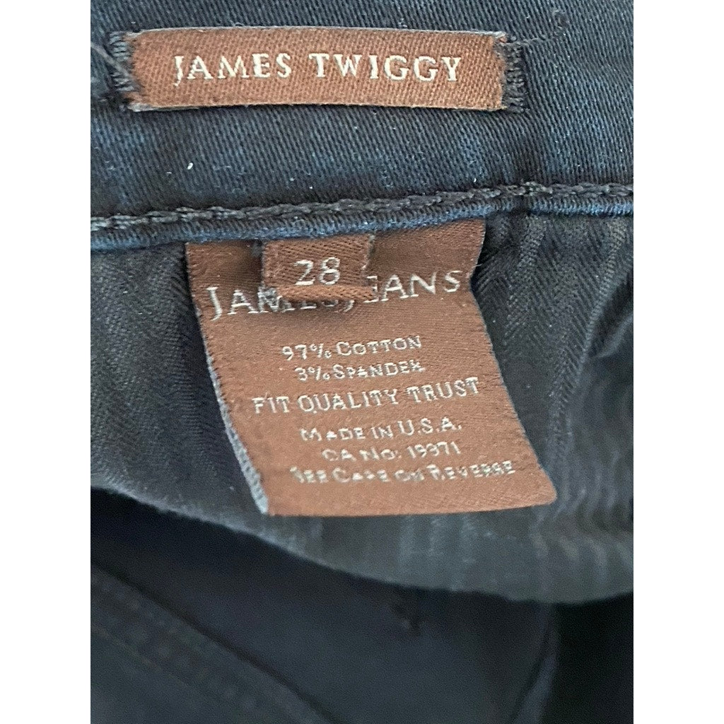 JAMES JEANS Women's Black Solid James Twiggy Regular-Fit Denim Jeans SZ 28