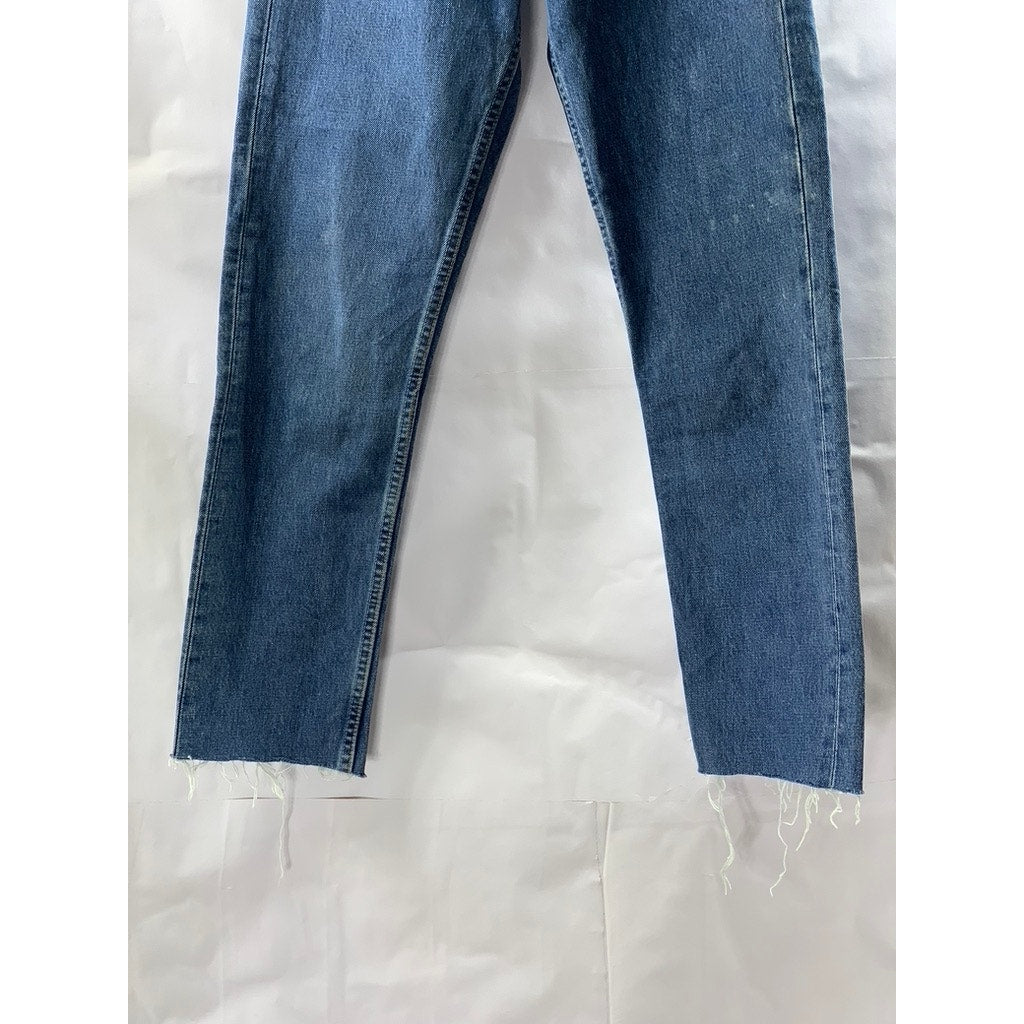 LEVI'S Women's Dark Blue Denim 534 04 Vintage Distressed Slim-Leg Jeans SZ 27X34