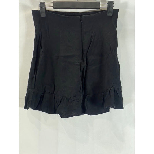 FLYNN SKYE Women's Black Milan Ruffle-Hem Mini Skirt SZ M
