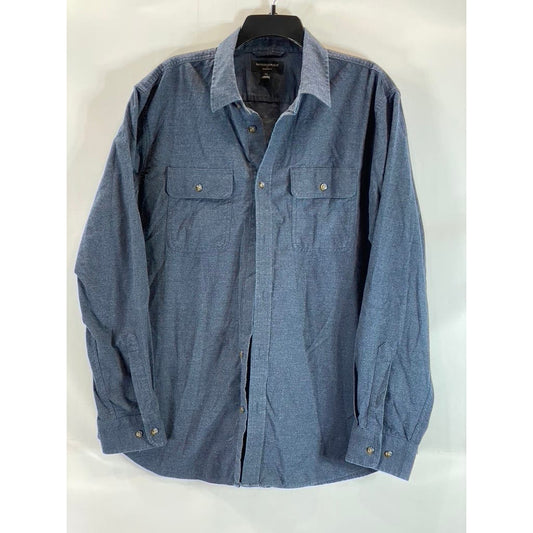BANANA REPUBLIC Men's Mountain Blue Brushed Standard-Fit Button-Up Shirt SZ XL