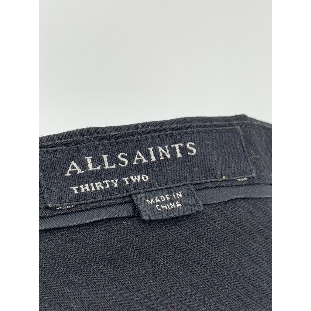 ALLSAINTS Men's Black Wool-Blend Oakes Slim Cropped Cuffed Dress Pant SZ 32