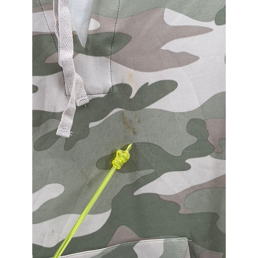 PHILOSOPHY Women's Green Camo Print Hooded Sleeveless Sweater Top SZ M