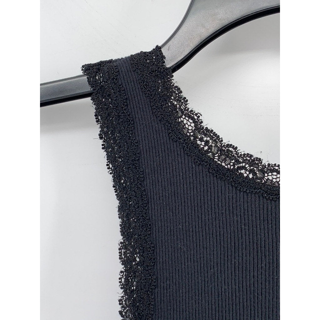 JOHN GALT Women’s Black New York Lace-Trim Casual Sleeveless Tank Top SZ OS