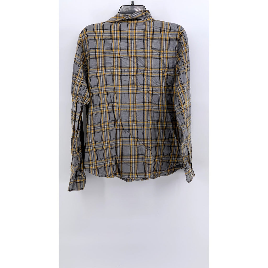 THE ORIGINAL ARIZONA Women's Gray-Yellow Plaid Button-Up Long Sleeve Shirt SZ XL