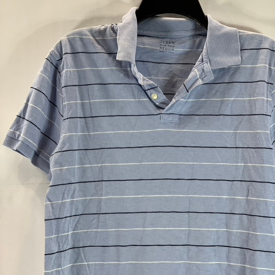 J. CREW Men's Blue Striped Cotton Slub Short Sleeve Polo Shirt SZ M