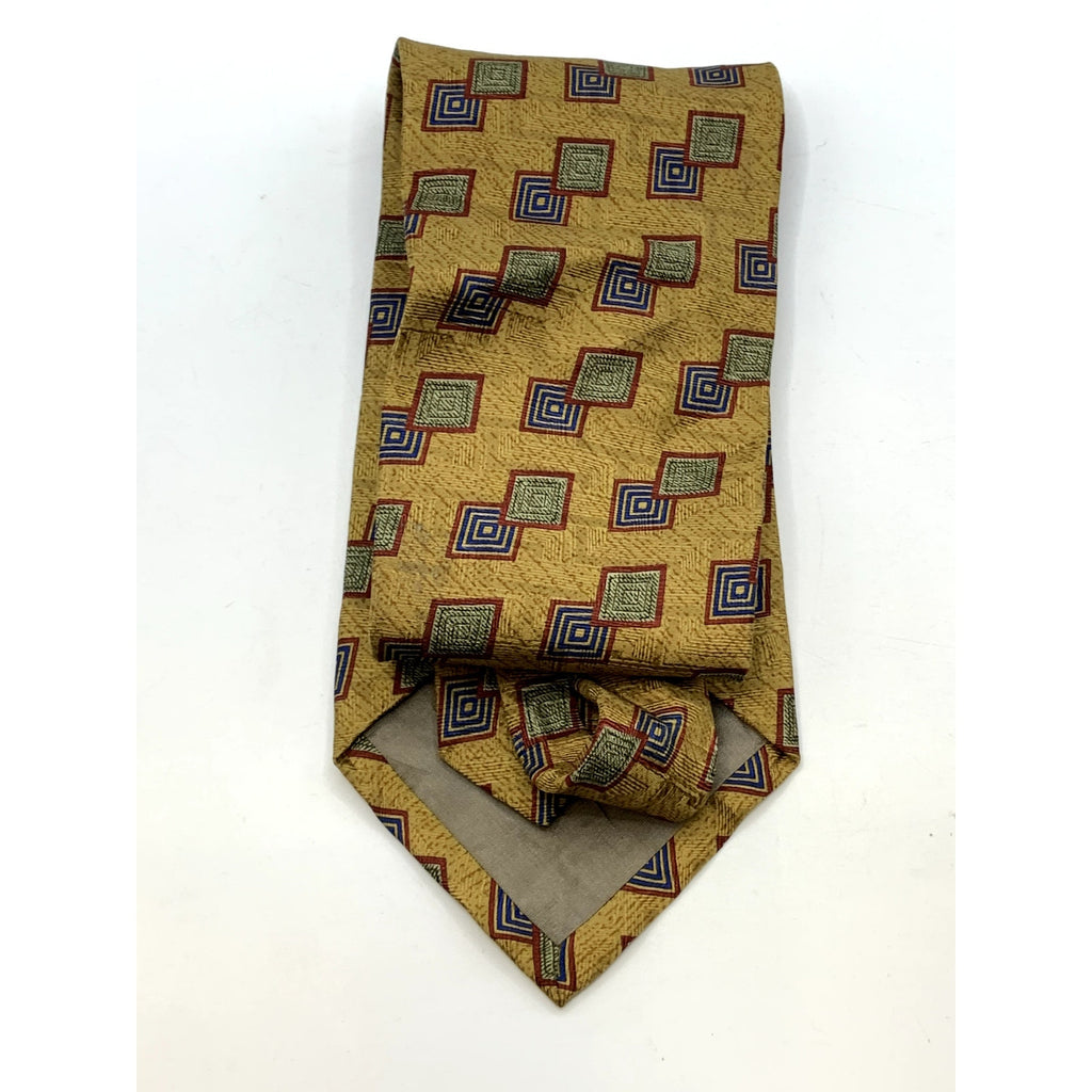 CALVIN KLEIN Men's Vintage 90's Geometric Yellow Silk USA Regular Tie OS