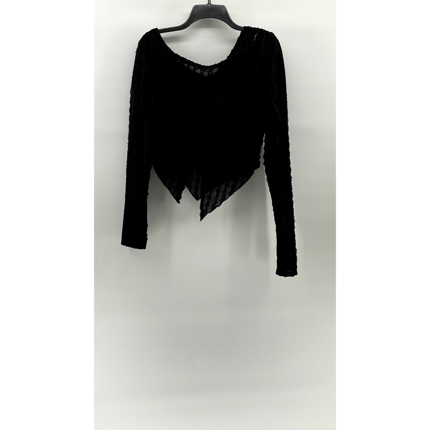 UNBRANDED Women's Black Textured Asymmetrical Cutout Off-The-Shoulder Top SZ L