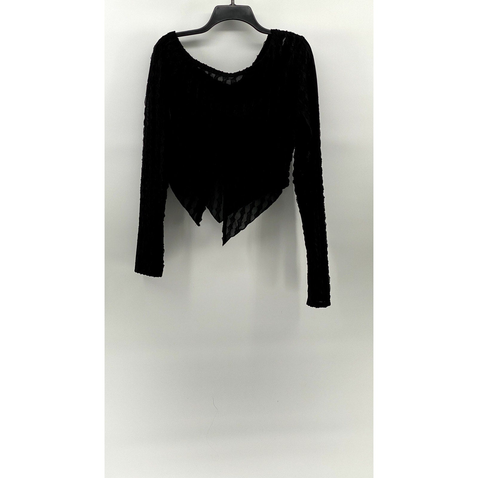 UNBRANDED Women's Black Textured Asymmetrical Cutout Off-The-Shoulder Top SZ L