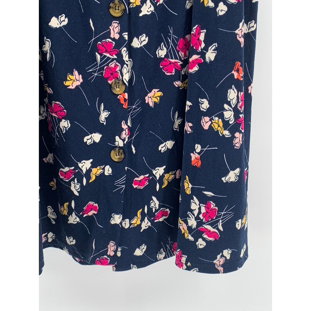 TERRA & SKY Women's Plus Navy Floral A-Line Maxi Skirt SZ 0X