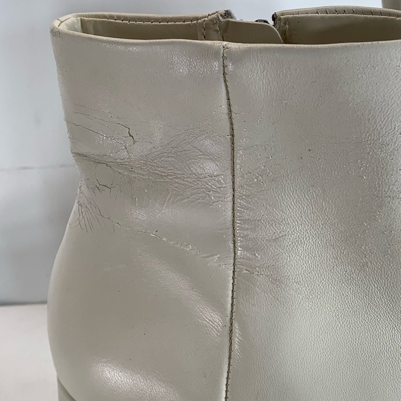 CALVIN KLEIN Women's Ivory Leather Uda Platform Block-Heel Dress Booties SZ 7