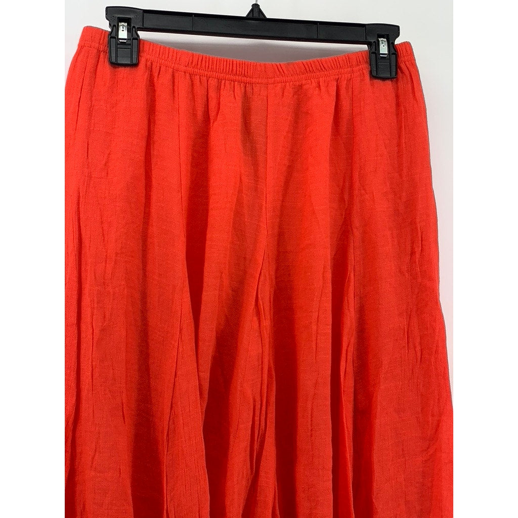 ZAC & RACHEL Women's Orange A-Line Elastic Waist Midi Skirt SZ S
