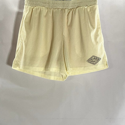 FABLETICS Women's Beige Three-Point Mesh Checkered Basketball Shorts SZ S