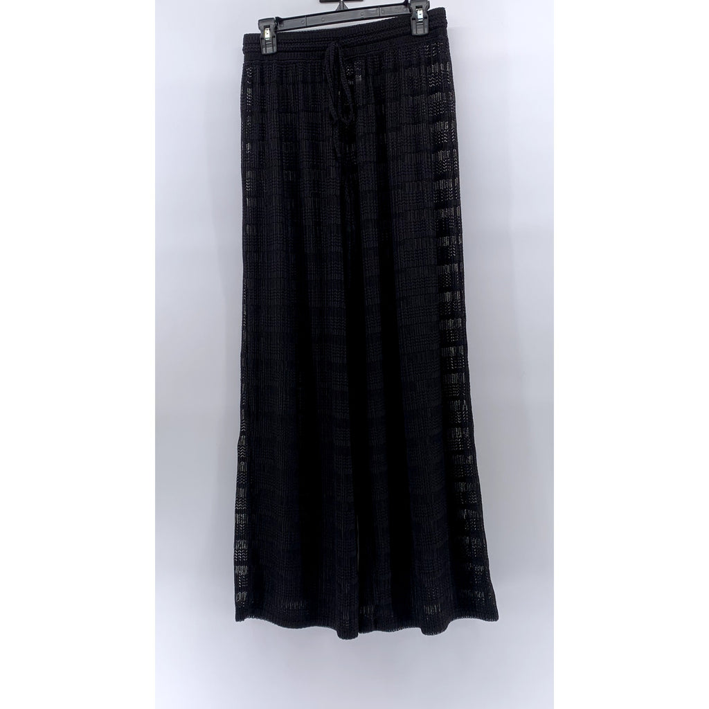 JORDAN TAYLOR Women's Black Textured Arrow Chevron Sheer Side-Slit Pant SZ M