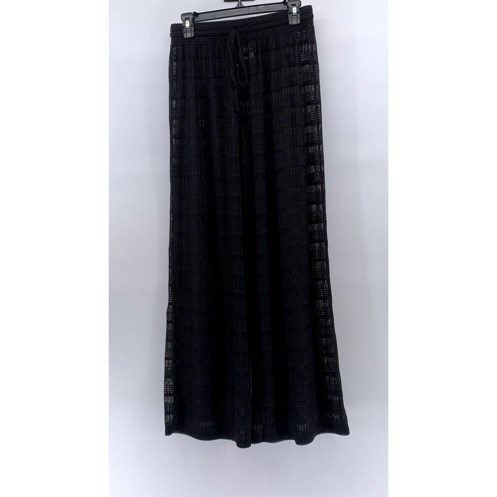 JORDAN TAYLOR Women's Black Textured Arrow Chevron Sheer Side-Slit Pant SZ M