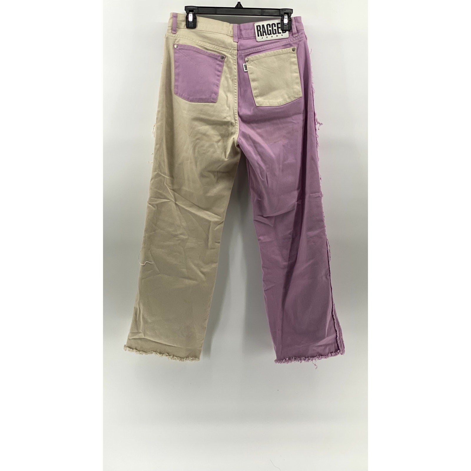 RAGGED JEANS Women's Lilac-Beige Two-Tone Straight-Leg Frayed Jean SZ 30