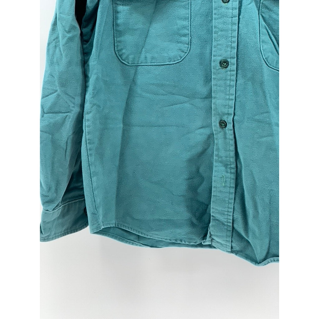 FIVEBROTHER Men's Vintage Blue Button-Up Long Sleeve Cotton Shirt SZ M