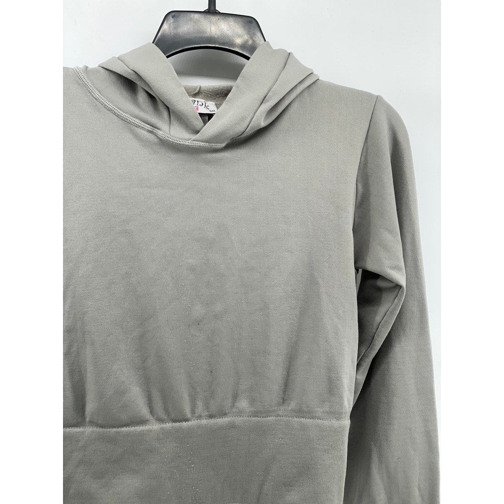 SWANK A POSH Women's Gray Pullover Long Sleeve Hooded Cropped Sweater SZ S
