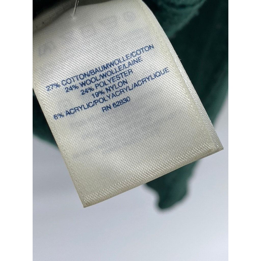 LANDS END Men’s Dark Green Speckle Knit Crewneck Cotton-Wool Blend Sweater SZ XL