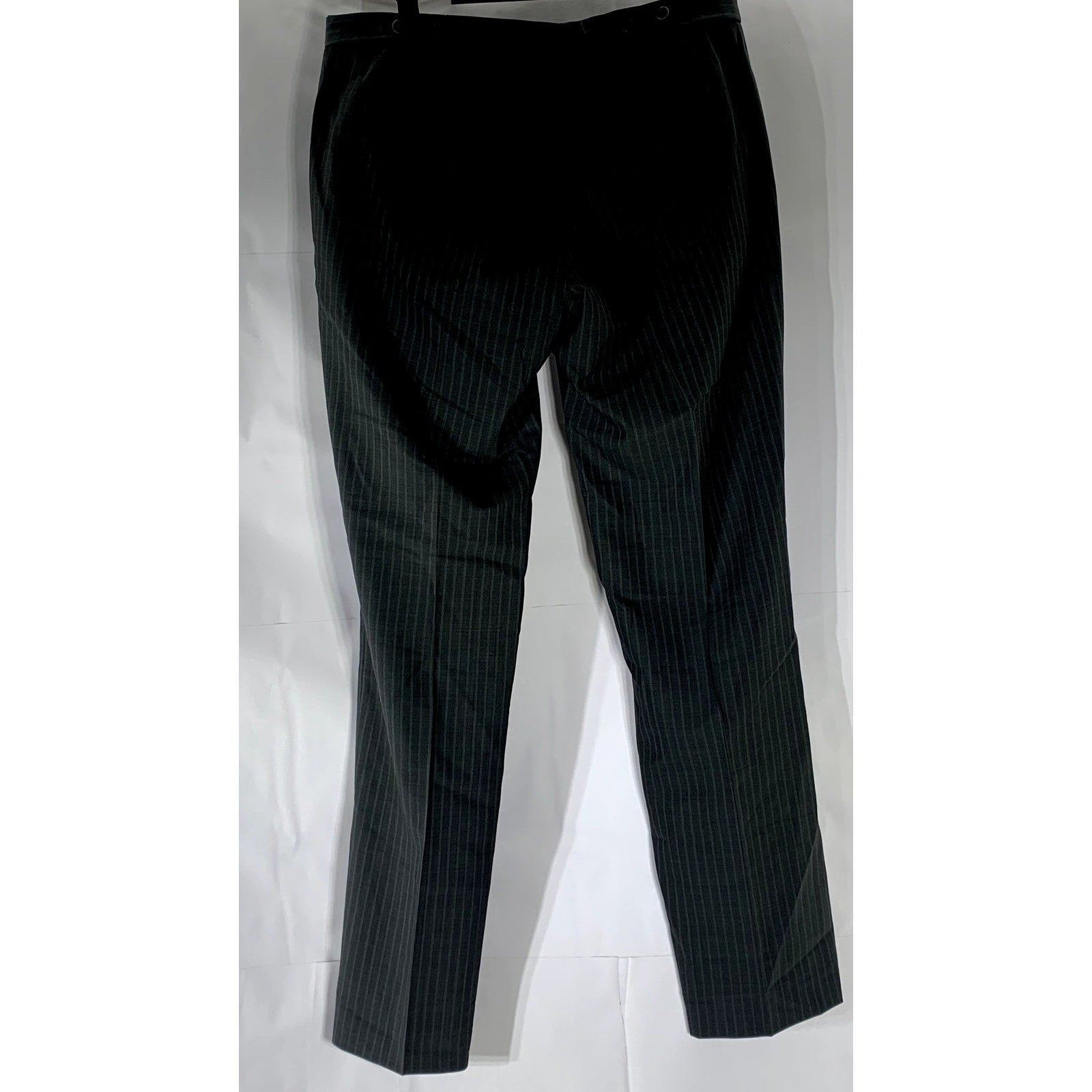 TED BAKER Men’s Long Gray Pinstripe Flat Front Straight-Leg Dress Pant SZ 34L