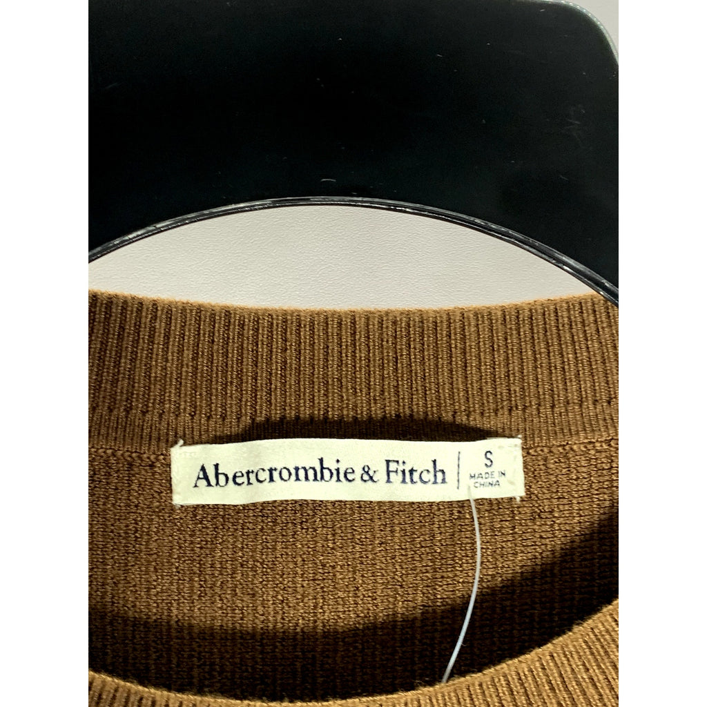 ABERCROMBIE & FITCH Women's Dark Brown Ribbed Crewneck Long Sleeve Top SZ S