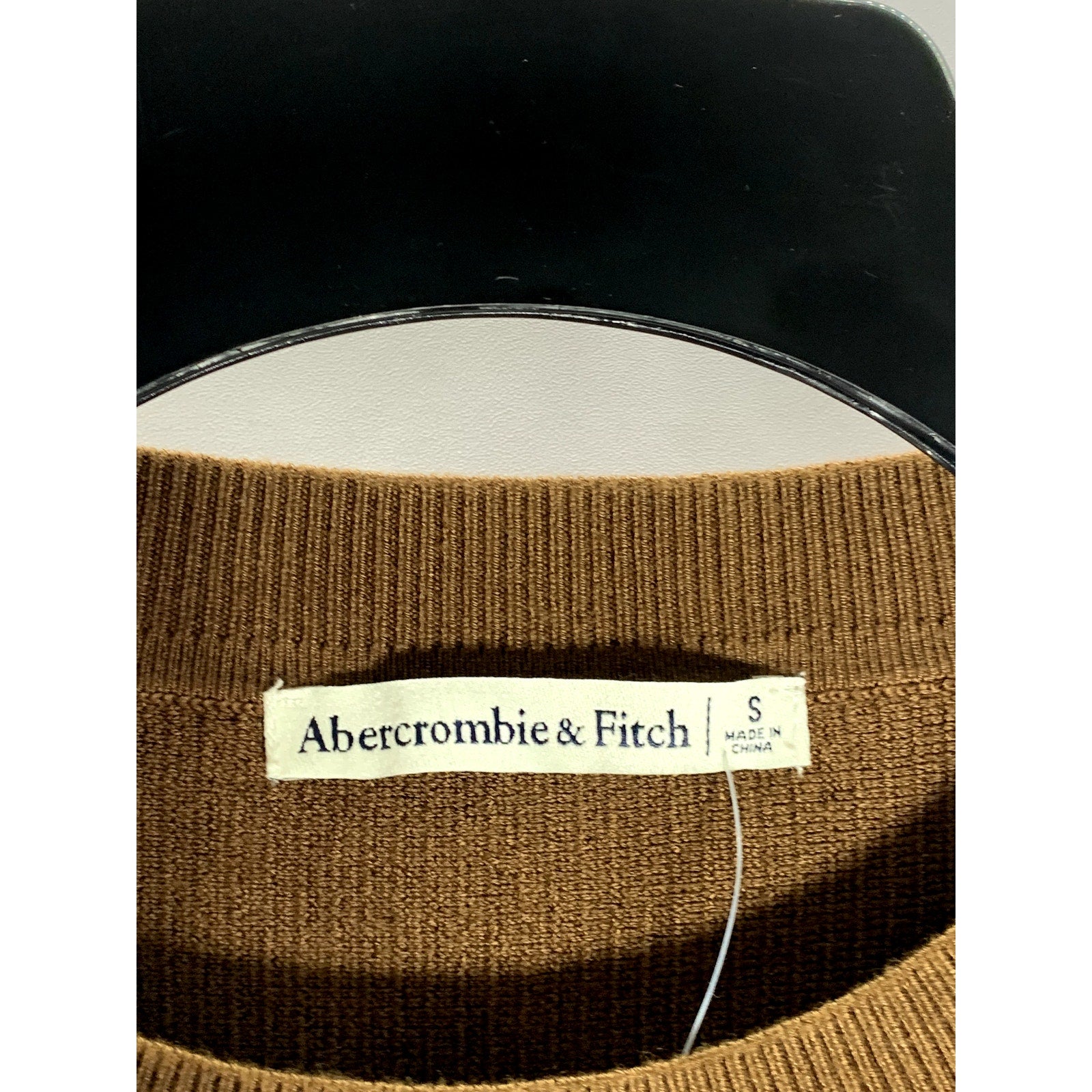 ABERCROMBIE & FITCH Women's Dark Brown Ribbed Crewneck Long Sleeve Top SZ S