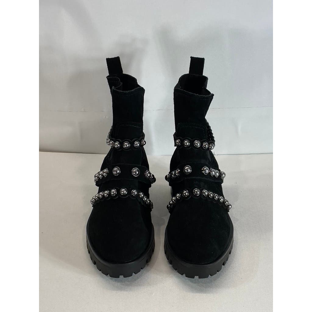 KARL LAGERFELD PARIS Women's Black Pia Faux Pearl Studded Chelsea Boots SZ 7