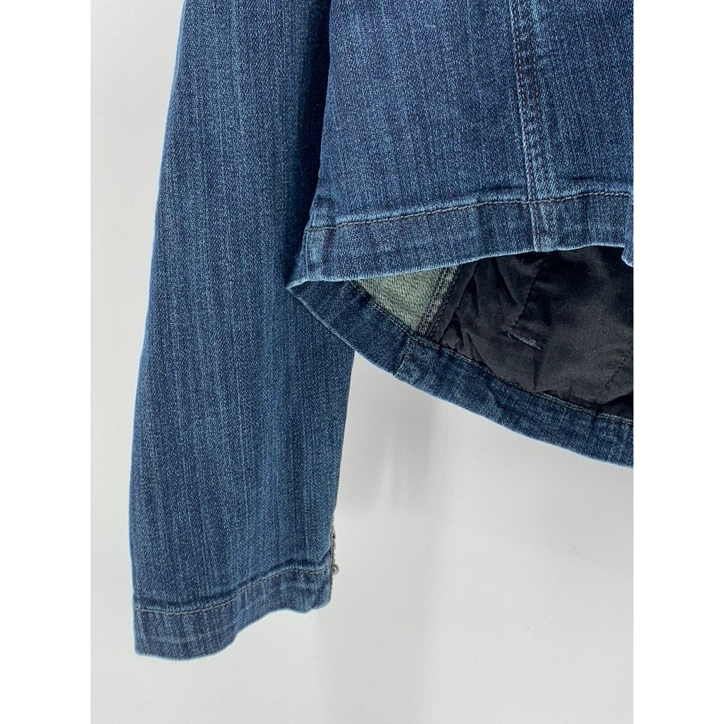 TORRID Women's Blue Denim Zip-Up Long Sleeve Moto Grunge Jacket SZ 3