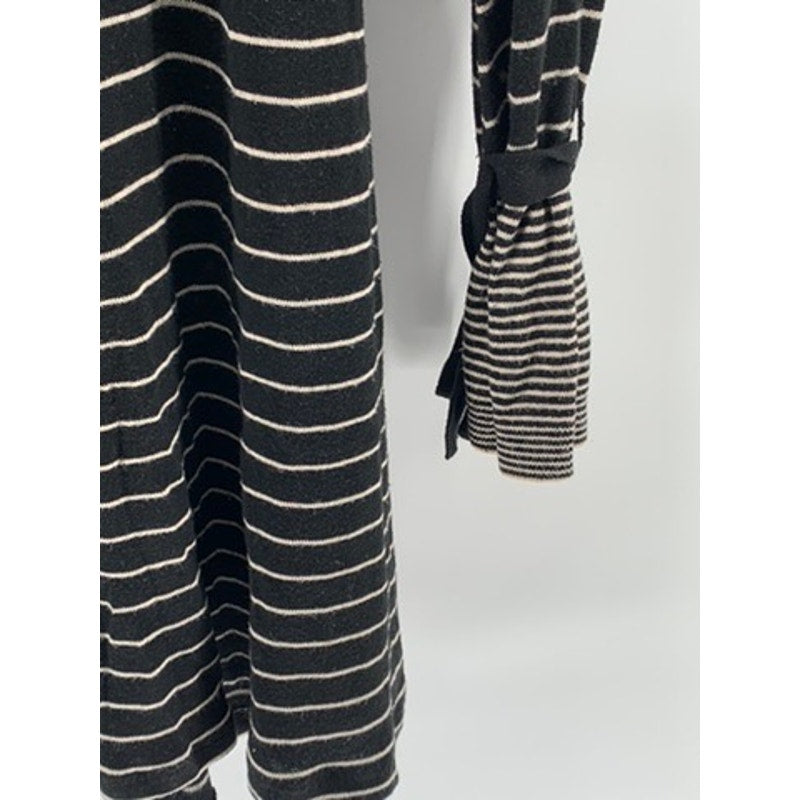 WAREHOUSE. Women's Black-White Striped Long Sleeve Open-Back Dress SZ 12(US8)