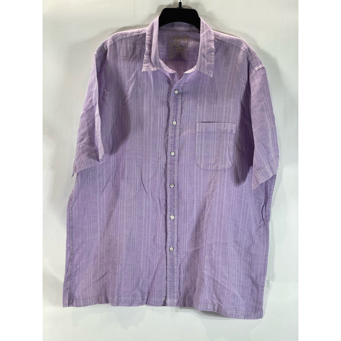 TASSO ELBA Island Men's Purple Linen-Blend Button-Up Short Sleeve Shirt SZ 2XL