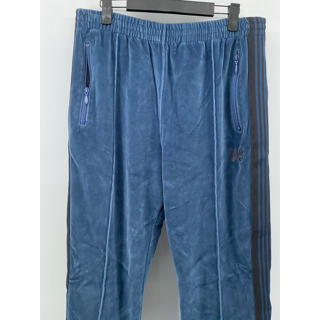 NEEDLES Men's Blue Velour Side-Striped Pull-On Straight-Leg Track Pants SZ M