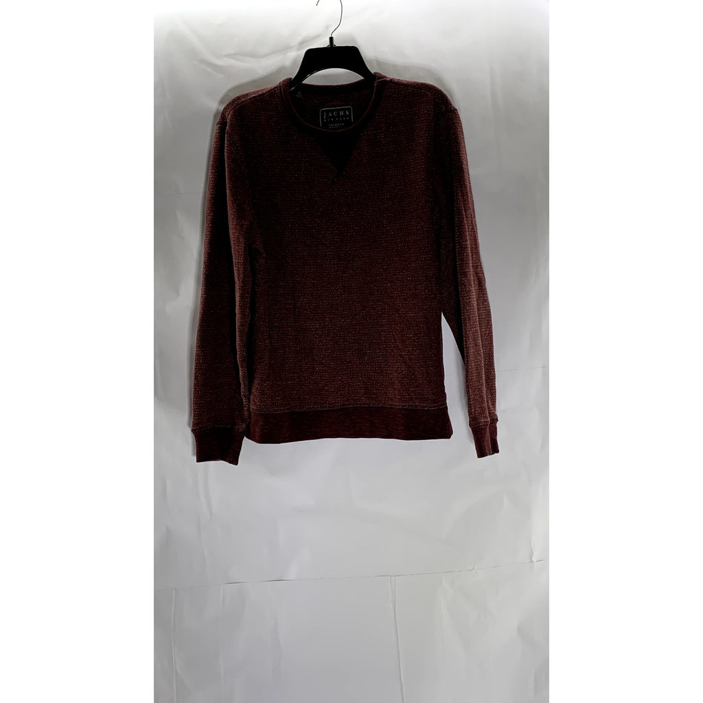 JACHS NEW YORK Men's Burgundy Knit Crewneck Regular-Fit Sweater SZ L